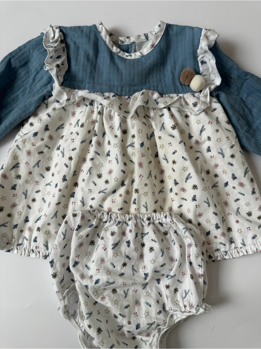 Blue & Cream Floral Kids Matching Set